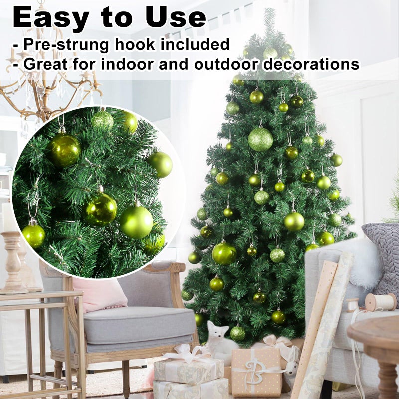 GameXcel Lime Green 2.5" Christmas Balls Christmas Tree Decoration Ornaments Shatterproof Hanging Balls for Birthday Halloween Holiday Wedding Decorations Set of 24pcs - Image 5
